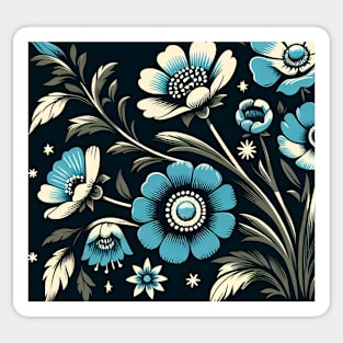 Sky Blue Floral Illustration Sticker